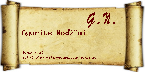 Gyurits Noémi névjegykártya