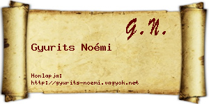 Gyurits Noémi névjegykártya